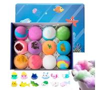 Bolas de sales de baño - 12 pequeños potenciadores de rituales marinos, naturales, relajantes, juego de pompas de jabón para regalo para niños, juguetes de baño infantiles, bolas de sal para niñas