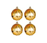 Bolas decorativas de color oro con pequeños adornos, Pack de 4 unidades, 70 mm de diámetro.