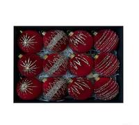 Bolas Decorativas Flocadas 8cm Set 12 para uds Bolas Decorativas(Red) | flocado para premium, tacto delicado, para estilo clásico, combina con guirnaldas, coronas y chimeneas