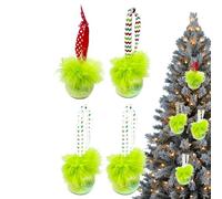 Bolas decorativas para árbol de Navidad, juego de 4 adornos con colgantes de bola peluda, decoración de árbol de Navidad, adornos de fútbol de mesa con plumas borrosas para la casa del cami