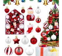 Bolas Decorativas para árbol de Navidad, Juego de 72 Bolas de Navidad, Bolas para Arbol de Navidad con Percha, Christmas Gifts Bola de Plástico, para Adornos navideña, Boda