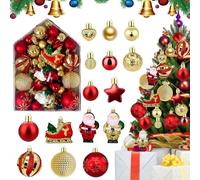 Bolas Decorativas para árbol de Navidad Oro Y Rojo, Juego de 72 Bolas de Navidad, Bolas para Arbol con Percha, Christmas Gifts Bola de Plástico, para Adornos navideña, Boda