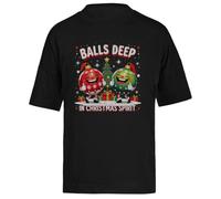 Bolas Llenas De Espíritu Navideño Camiseta Extragrande Holgada Negra Unisex Unisex Black tee Baggy Oversized T-Shirt