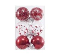 Bolas Navidad para áRbol,Adorno Árbol 6 Bolas Navideñas Transparentes De Cm/8 Cm For Decoración Árboles Navidad, Adornos Colgantes Fiestas En Casa(8cm,Deep Red)