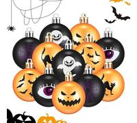 Bolas ornamentales de Halloween,Adornos de bolas de Halloween, adornos de bolas con patrón fantasma, bolas de decoración irrompibles, 12 piezas decoraciones para el hogar encantado