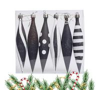 Bolas para árbol de Navidad, bolas de árbol de Navidad con gotas | Bolas de patrón único en y negro, suministros de fiesta, decoraciones colgantes para el hogar y el negocio