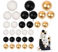 Bolas para Decoración de Tartas, 30 Piezas Bolas Cake Topper, Mini Globo Palos de Pastel, Toppers Pastel Bolas para Tartas, Bolas Palos Tarta para Cumpleaños, Bodas, San Valentín, Fiestas