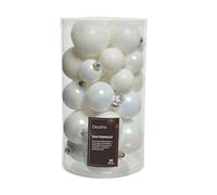 Bolas para el árbol de navidad, blanco nacarado, 30 unidades