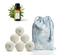 Bolas para secadora de lana, 6 bolas para secadora antiarrugas y atrapa pelos con aceite esencial de árbol de té, bolas de lana para secadora con ambientador para la colada LUMINER