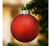 Bolas Rojas para decoración de árbol de Navidad, plástico irrompible, 60 mm y 80 mm, Globos de Nieve con Purpurina, paletas heladas y Copos de Nieve, Juego de 32