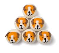 Bolas secadoras de lana, ovejas inteligentes, paquete de 6 unidades, suavizante de tela natural de primera calidad, galardonado con el premio, bolas de lana reemplazan las hojas de secadora, bolas de lana para secadora, bolas de lavandería para secadora (cachorros juguetones)