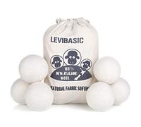 Bolas secadoras de lana, paquete de 6 XL, 3 pulgadas, lana merino auténtica de Nueva Zelanda a núcleo, suavizante 100% orgánico natural, seguro para bebés y libre de químicos, reduce las arrugas y