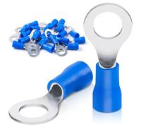 Bolatus 20 terminales de cable anular, 1,5 - 2,5 mm², diámetro de agujero M6, terminales de cable parcialmente aislados de PVC, ojales de cobre rojo estañado (azul)