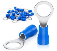 Bolatus 20 terminales de cable anular, 1,5 - 2,5 mm², diámetro de agujero M8, terminales de cable parcialmente aislados de PVC, ojales de cobre rojo estañado (azul)