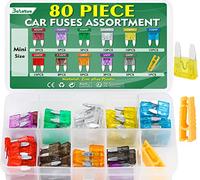 Bolatus - Juego de fusibles para coche, 80 unidades, 2 A, 3 A, 5 A, 7,5 A, 10 A, 15 A, 20 A, 25 A, 35 A, 40 A, juego de fusibles de automoción + 1 extractor, para automóviles, camiones y camiones
