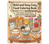 Bold and Easy Coloring Book: Cozy Food, Cute Snacks, and Relaxing Drinks for Adults & Kids | Thick Lines for Marker Coloring
