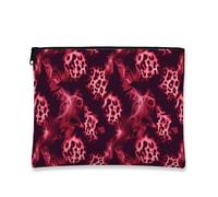 Bold - Bolsa de maquillaje artística de leopardo, bolsa de viaje con estampado animal rojo para mujer, organizador portátil de lona con cremallera, 7 x 9 pulgadas