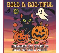 Bold & Boo-tiful: Halloween Cat Outlines to Color for kids & adults