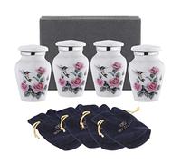 Bold & Divine Pequeñas urnas Blancas de Recuerdo para Cenizas humanas o de Mascotas, Juego de 4 (2 colibríes y 2 cardenales) Mini urna con Caja Embudo - Honra a tu ser Querido -