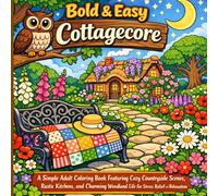 Bold & Easy Cottagecore: A Simple Adult Coloring Book Featuring Cozy Countryside Scenes, Rustic Kitchens, and Charming Woodland Life for Stress Relief and Relaxation