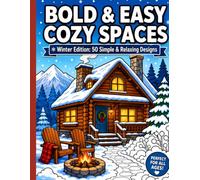 Bold & Easy Cozy Spaces Coloring Book: 50 Simple Winter Coloring Pages Featuring Cozy Cabins, Fireplaces, Snowy Landscapes, Hygge Homes and Relaxing ... for Adults and Teens (Bold & Easy Collection)