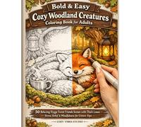 Bold & Easy Cozy Woodland Creatures Coloring Book for Adults: 50 Relaxing Hygge Forest Friends Scenes with Thick Lines - Stress Relief & Mindfulness for Grown-Ups (Cozy Vibes & Hygge Collection)