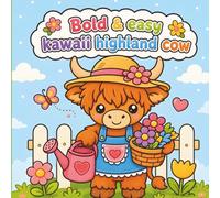 BOLD & EASY KAWAII HIGHLAND COW: Big, Bold & Easy Coloring Pages for Kids Who Love Cute Cows