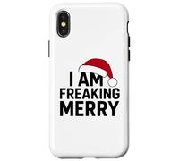 Bold I Am Freaking Merry Festive Humor Holiday Season tee Carcasa para iPhone X/XS