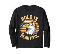 Bold is Beautiful 4 de julio USA Patriotic Funny Bald Eagle Manga Larga