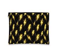 Bold Lightning - Bolsa de maquillaje moderna negra para mujer, organizador portátil con cremallera pequeña, bolsa de aseo para el cuidado de la piel, Negro, 7x9 Inch, Rayo