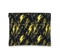 Bold Lightning - Bolsa de maquillaje moderna y eléctrica para mujer, organizador portátil con cremallera, bolsa de aseo para el cuidado de la piel, Negro, 7x9 Inch, Rayo