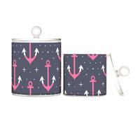 Bold Lines Ocean Magenta - Organizador de caramelos de plástico transparente oscuro con tapa, artículos esenciales de baño, pequeños cubos de almacenamiento decorativos para hisopos de algodón