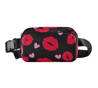 Bold Red Lips - Cangurera impermeable para mujer, bonita riñonera cruzada, labios rojos negrosos, 8 x 5.3 x 2.3 pulgadas, divertido y lindo con labios rojos negros, 8 x 5.3 x 2.3 pulgadas, divertida y