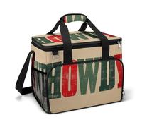 Bold Western Howdy - Bolsa térmica térmica portátil con textura vintage envejecida para camping, playa, a prueba de fugas, con correa para el hombro