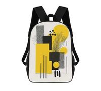 Bold Yellow & Black Geometric Abstract Minimalist Art Mochila Escolar Infantil Impresa En 3D 17inch Mochilas Escolares Para Niños, Estilo Casual Y Moderno, Mochilas De Viaje De Alta Capacidad