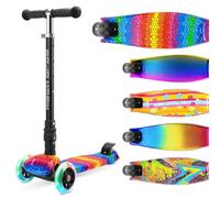 BOLDCUBE Big Fold Crystal Rubix | Patinete de Tres Ruedas para niños de 5 a 10 años | Ruedas LED con Luces Intermitentes | Altura Ajustable de 65 a 89 cm | Reflectores Traseros