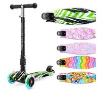 BOLDCUBE Big Fold Swift Green | Patinete de Tres Ruedas para niños de 5 a 10 años | Ruedas LED con Luces Intermitentes | Altura Ajustable de 65 a 89 cm | Reflectores Traseros