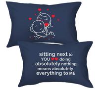 BoldLoft You Mean Everything to Me Couple Pillowcases Dark Blue - Love Quote Pillow Covers Couple Gifts for Cotton Anniversary Valentine's D