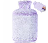 BOLEi Bolsa De Agua Caliente Con Funda,Bolsa De Agua Caliente Peluche,Con Bolsillo Canguro,2L Bolsa de Agua Caliente Grande,Caucho Natural (Púrpura)