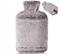 BOLEi Bolsa De Agua Caliente Con Funda,Bolsa De Agua Caliente Peluche,Con Bolsillo De Canguro,2L Bolsa de Agua Caliente Grande,Caucho Natural(Marrón)