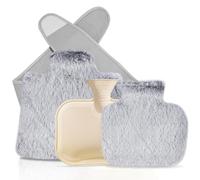 BOLEi Bolsa De Agua Caliente Con Funda Suave - Con Bolsillo De Canguro Botella Grandebolsa Caliente 2l,Botella De Caucho Natural+Botella De Cama Suave