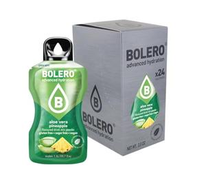 Bolero ALOE VERA PINEAPPLE 24 x 3 g | Jugo en polvo sin azúcar, endulzado con stevia + vitamina C, adecuado para niños, diabéticos, sin gluten y apto para veganos, sabor de bayas mixtas