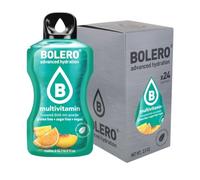Bolero Drinks, 24 sobres de 3 gramos, sabor a fruta, preparación en polvo soluble en agua para bebidas frescas, 72 gramos, endulzado con stevia (Multivitaminas)