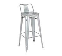 Bolero Bistro Silla de Bar de Acero con Respaldo Plateado