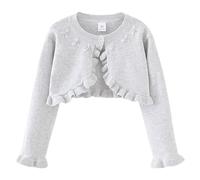 Bolero blanco para niña de manga larga bolero básico para niños chaqueta festiva boda comunión cárdigan, gris, 120 cm