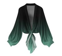 Bolero Cárdigan de gasa elegante de manga larga para mujer, chaqueta fina de verano, bolero, boho, chaqueta de verano para fiesta, playa, informal, camisetas de manga larga, camisas, camisas, blusas