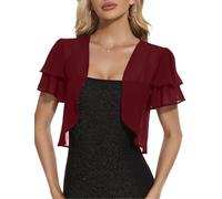 Bolero Cárdigan Mujer Verano Capa Gasa Fiesta Chaqueta Primavera Toreras Manga Corta Acampanada Chal de Gasa Ligero para Vestido Boda Shrug Otoño