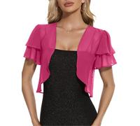 Bolero Cárdigan Mujer Verano Capa Gasa Fiesta Chaqueta Primavera Toreras Manga Corta Acampanada Chal de Gasa Ligero para Vestido Boda Shrug Otoño