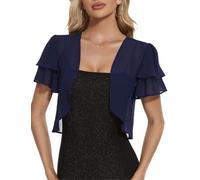 Bolero Cárdigan Mujer Verano Capa Gasa Fiesta Chaqueta Primavera Toreras Manga Corta Acampanada Chal de Gasa Ligero para Vestido Boda Shrug Otoño