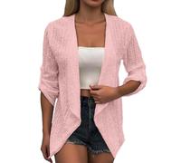 Bolero Cardigan Mujer Verano Ojal Manga 3/4 Chal de Fiesta Toreras Mujer Chaqueta Mujer Talla Grande Primavera Otoño